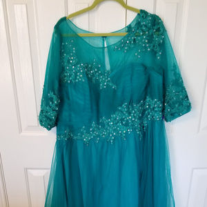 Teal Floor Length Special Occasion Dress